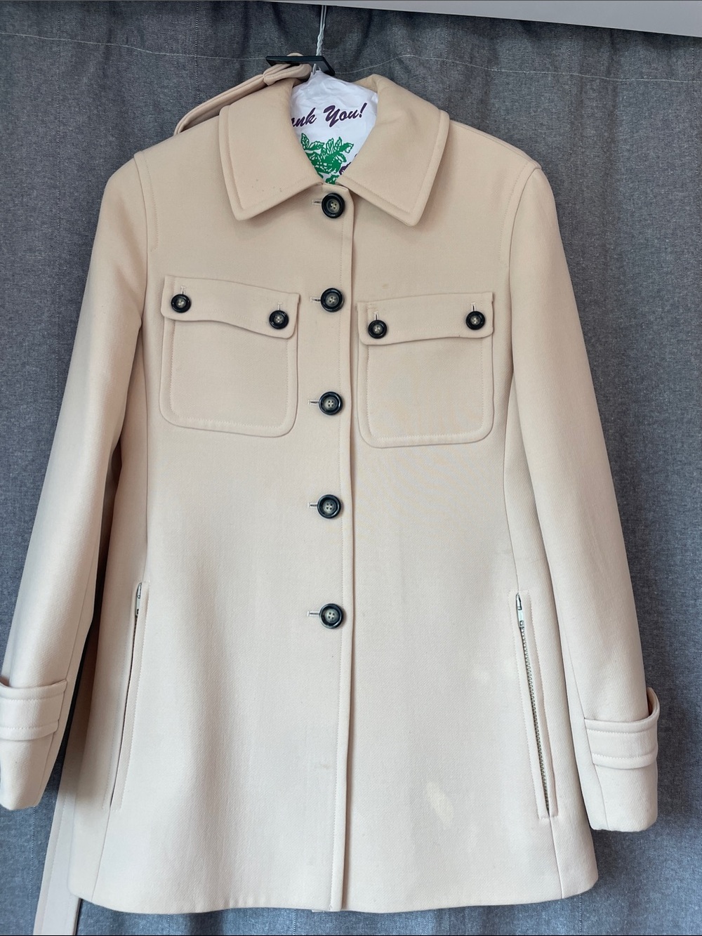 Vintage Iceberg Women's Cream Virgin Wool Coat-Made in Italy Sz 38